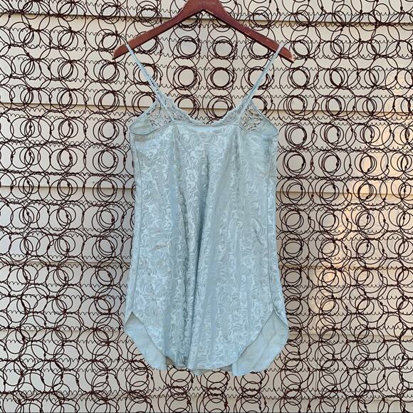 Vintage Dentelle slinky lace camisole slip sage blue floral SMALL - Picture 4 of 4